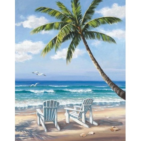 Nouvelle Arrivée Grosses Soldes Fauteuils Sur La Plage - 5D Kit Broderie Diamants/Diamond Painting VM8023