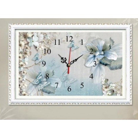 Fleurs Et Horloge Broderie Diamant 5D Spéciale 2019 - Kit Broderie Diamants/Diamond Painting NB0308