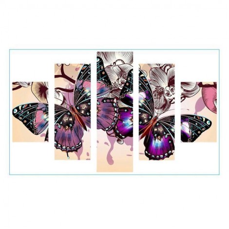 Tableau De Papillon Violet Et Noir - 5D Kit Broderie Diamants/Diamond Painting QB82037