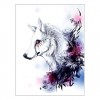 Aquarelle Loup Blanc Aux Yeux Rouges - 5D Kit Broderie Diamants/Diamond Painting QB6605