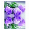 Tableau De Roses Violettes Avec Leur Réflexion Sur L'eau - 5D Kit Broderie Diamants/Diamond Painting AF9349